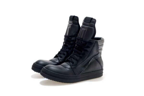 Rick Owens Black Python Geobasket high-top leather sneakers