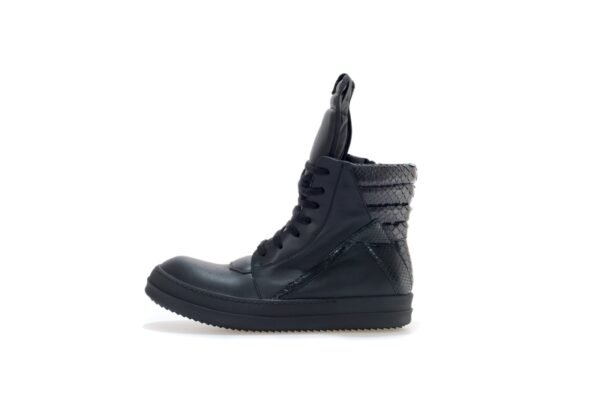Rick Owens Black Python Geobasket high-top leather sneakers - Image 2