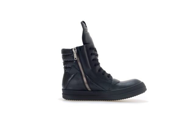 Rick Owens Black Python Geobasket high-top leather sneakers - Image 3