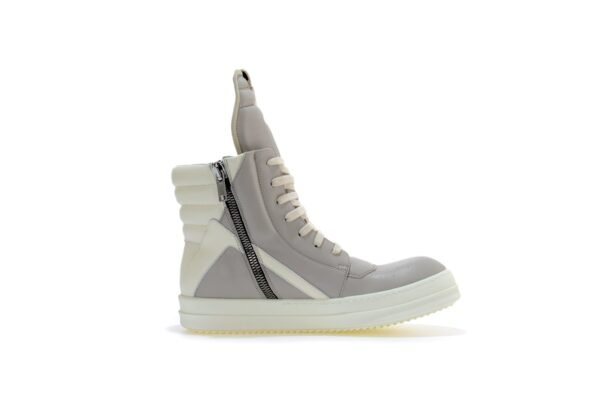 Rick Owens light grey milk white Geobasket high-top leather sneakers - Image 3