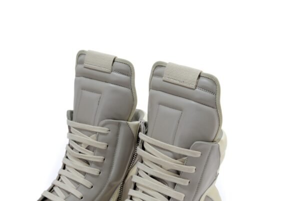 Rick Owens light grey milk white Geobasket high-top leather sneakers - Image 4