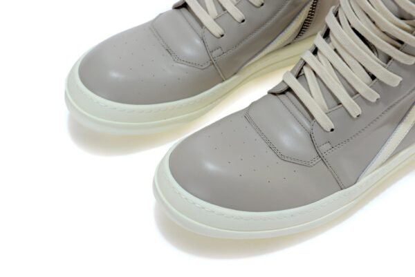 Rick Owens light grey milk white Geobasket high-top leather sneakers - Image 5