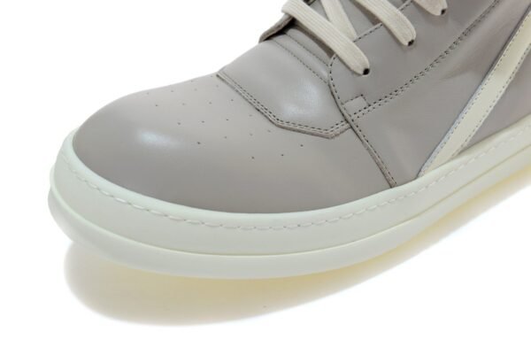 Rick Owens light grey milk white Geobasket high-top leather sneakers - Image 7