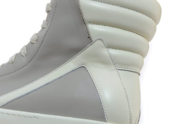 Rick Owens light grey milk white Geobasket high-top leather sneakers - Image 9