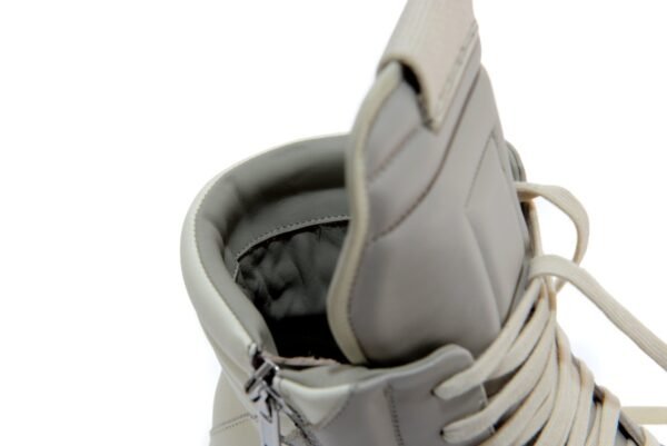 Rick Owens light grey milk white Geobasket high-top leather sneakers - Image 10