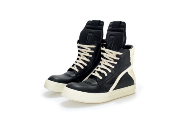 Rick Owens black milk Geobasket high-top leather sneakers